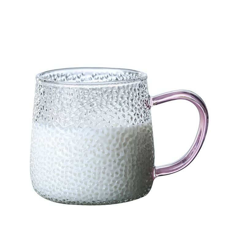 Creative Glass Hammer Cup Stripe Glass Tea Cup Glass Milk Cup Lemonade Glass Glass Cup With Handle Convenient Light Weight Heatproof