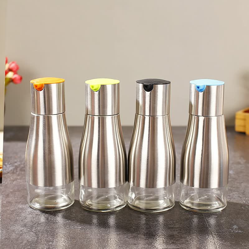 Controllable Oil Can Kitchen Utensils Leakproof Stainless Steel Glass Oil Can Sauces Oil And Vinegar Bottle