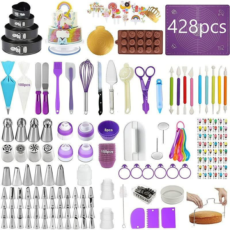 Baking Set Cake Decoration Nozzle Tpu Piping Bag Turntable Tool Set Convenient Fast Simple