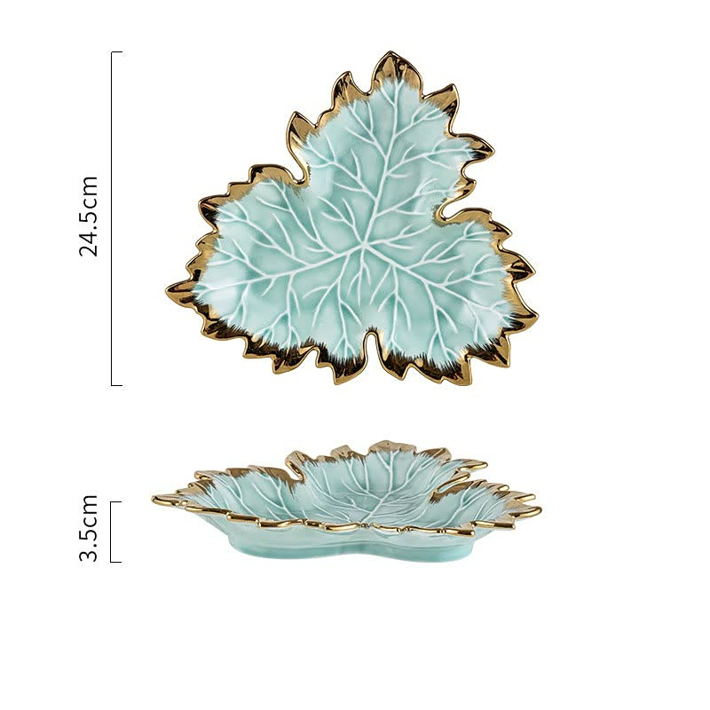 Maple Leaf Plate Creative Macarons Ceramic Tray Embossed Plate Lay Out Porch Storage Storage Tray Fruit Plate