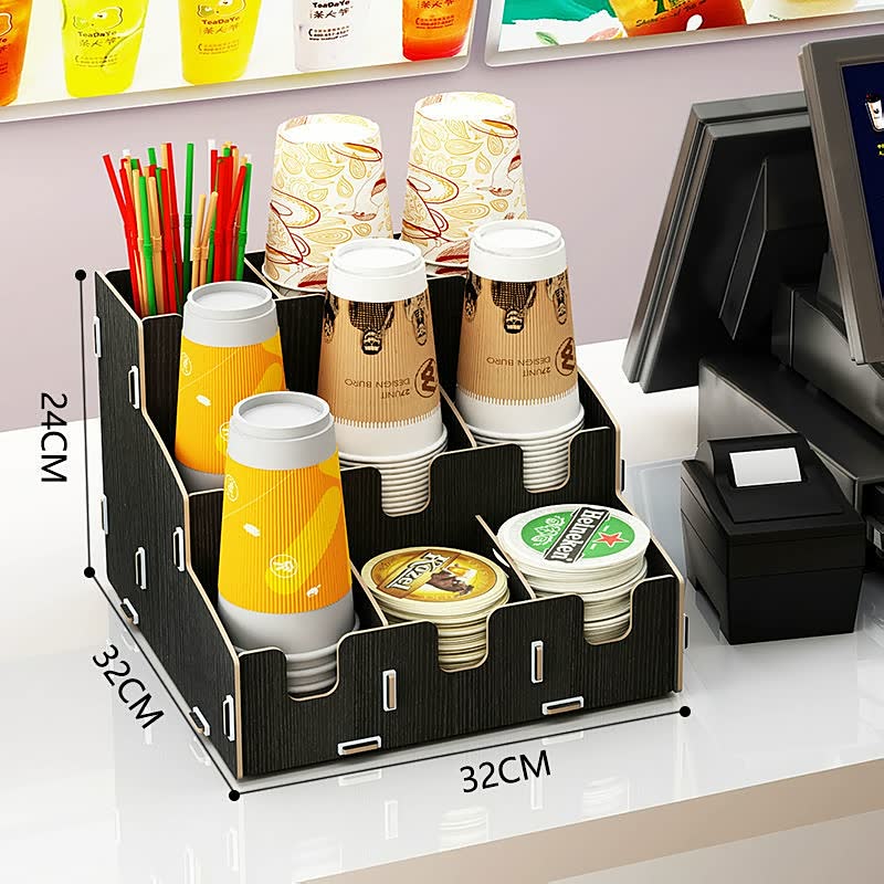 Disposable Paper Cup Storage Shelf Milk Tea Take Cup Dispenser Coffee Bar Desktop Multi-function Cup Holder Commercial