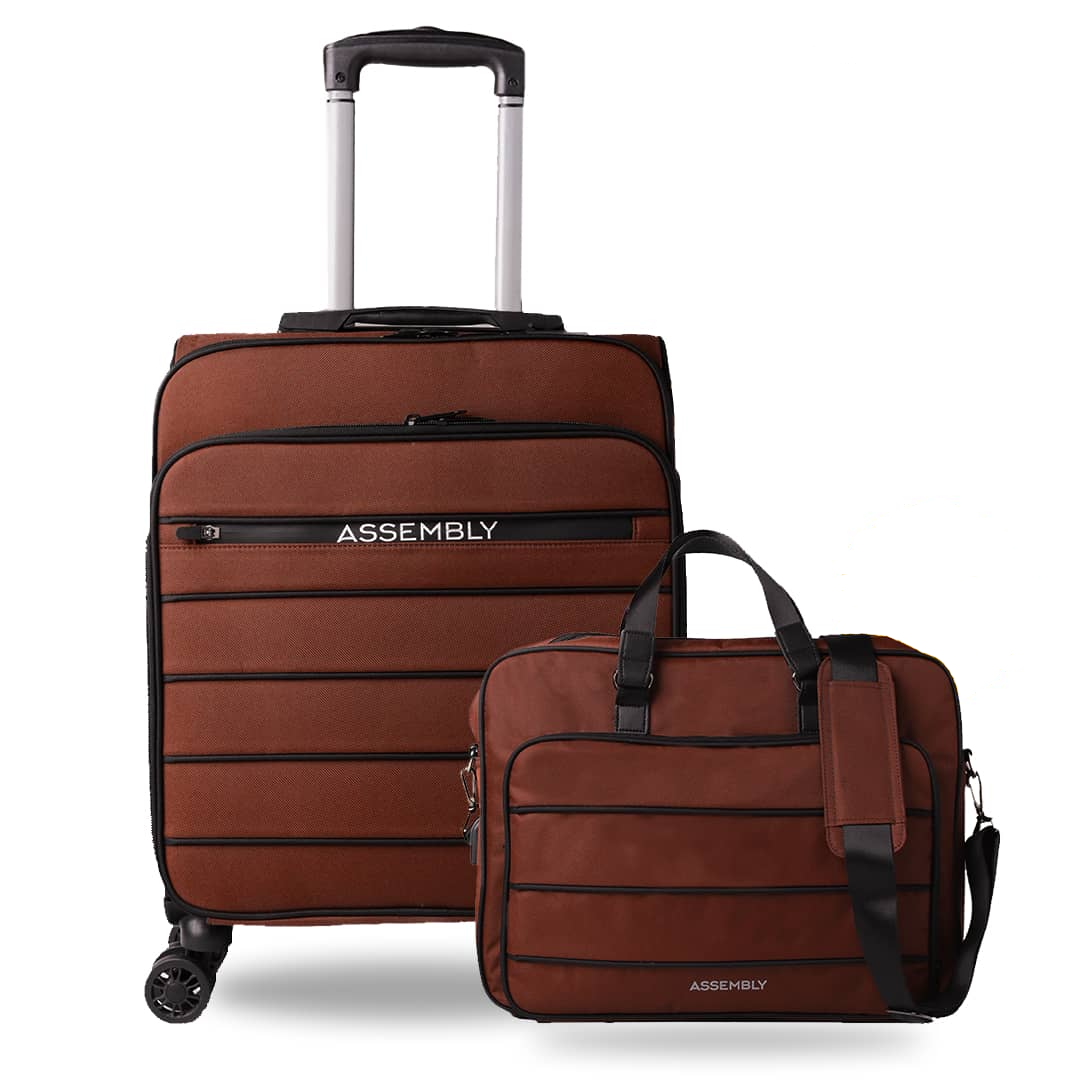 Clooney Combo Rust | Cabin Luggage Trolley with Laptop Bag | Premium Trolley Set