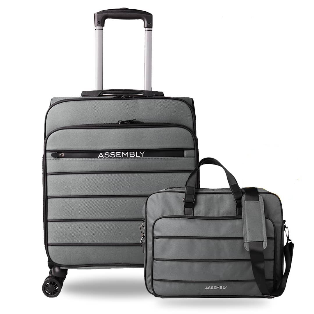 Clooney Combo Grey | Cabin Luggage Trolley with Laptop Bag | Premium Trolley Set