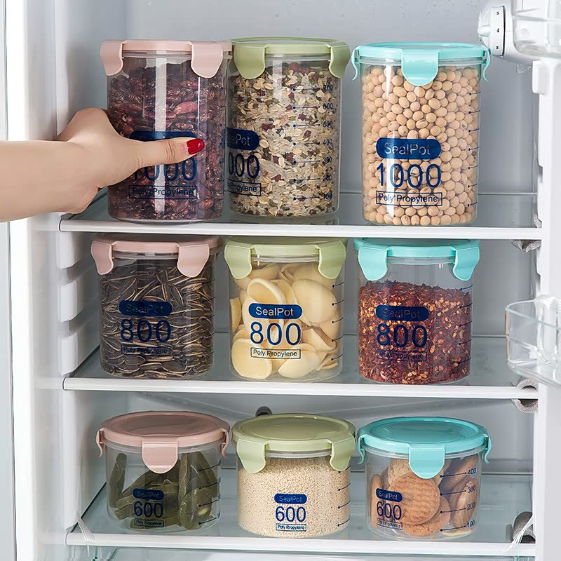 Life Home Transparent Plastic Sealed Jar Food Jar Kitchen Multigrain Storage Box Storage Jar