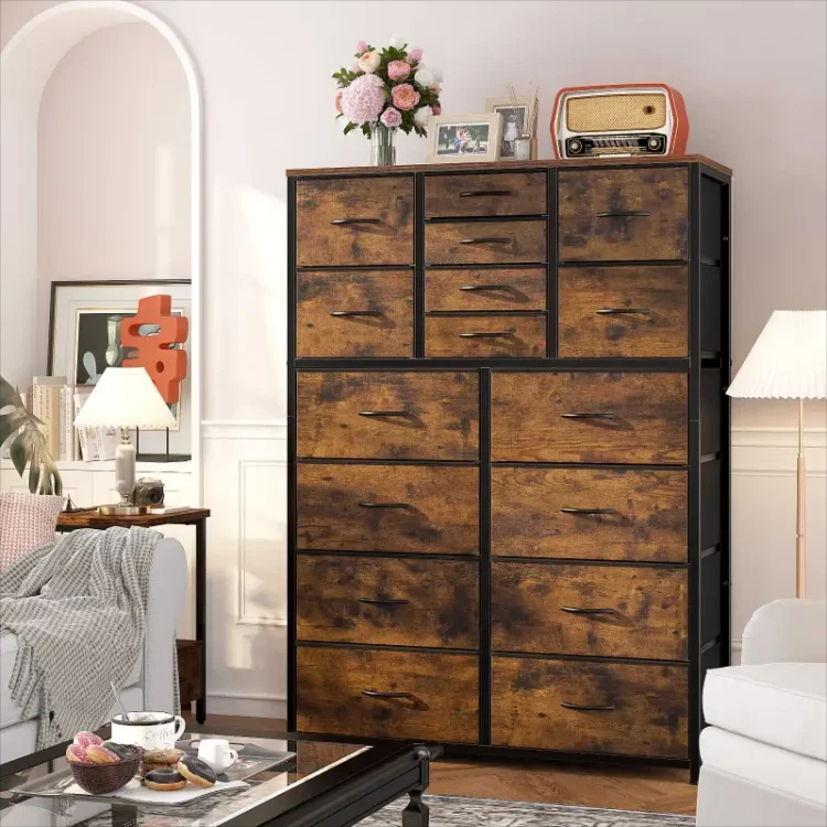 🔥Today's discount is only Rp 280000-🔥Enhomee Tall Dresser For Bedroom, 16 Deep Drawers Large Dresser, Brown Double Dresser, Chest Of Drawers For Closet, Highboy