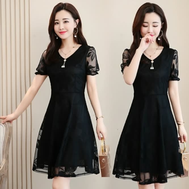 Women's Fashion Waisted Mid-length Women's Clothing Slim-fit Plus Size Spliced Dress