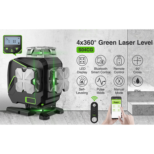 🔥2024 New Year Promotion only PHP999🔥Huepar S04CG - 4D Cross Line Laser Level Bluetooth and Remote Control