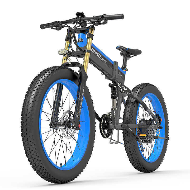 48V 1000W 17.5AH Electric Bike Battery Foldable Ebike LANKELEISI XT750Plus Shimano 27-Speed Mountain Snow Bike