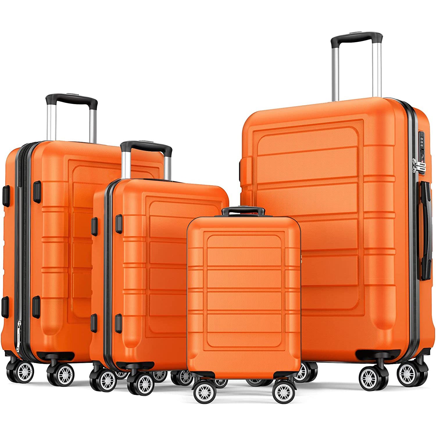 Luggage 4 Piece Set Expandable PC+ABS Durable Suitcase Double Wheels TSA Lock-Suitcase clearance