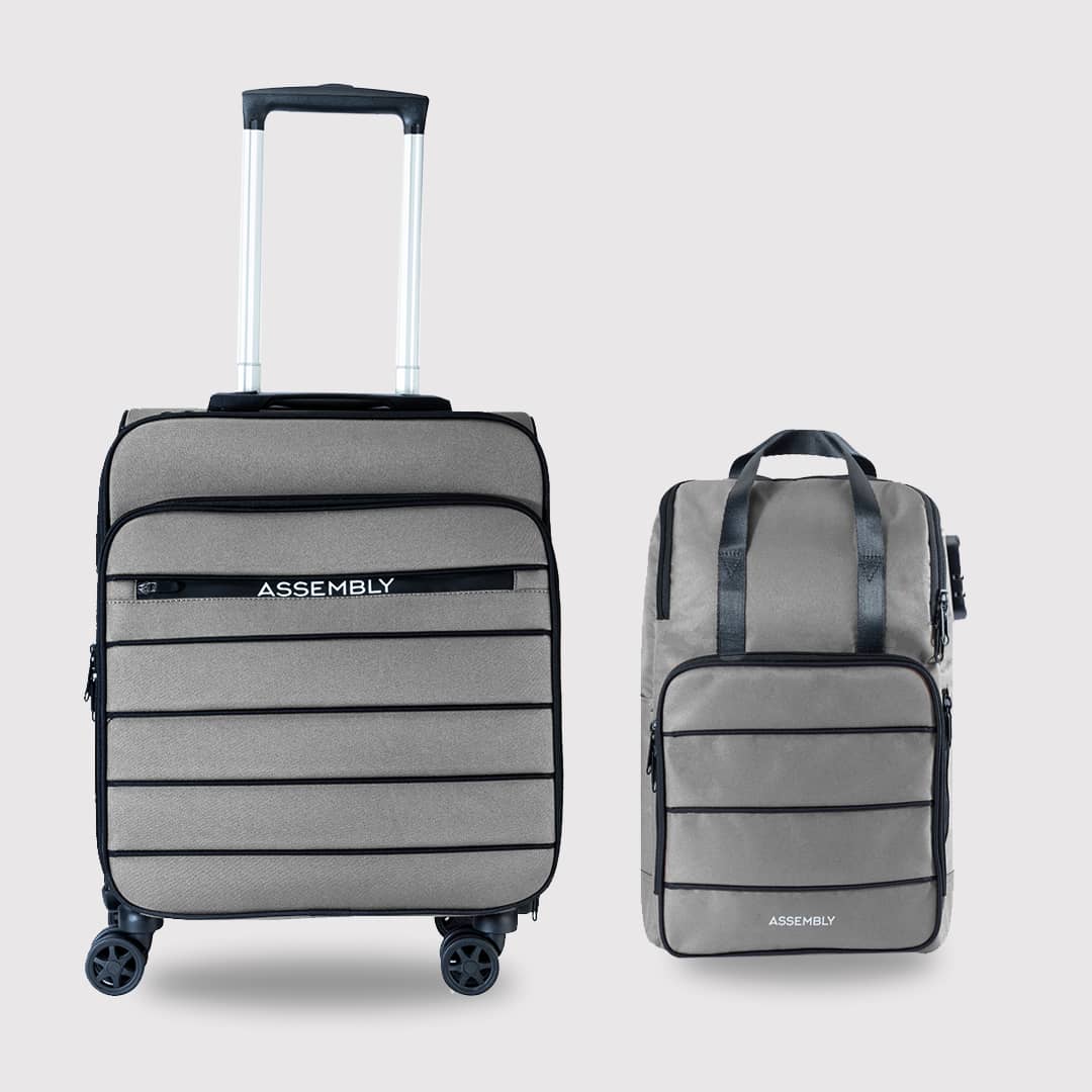 Clooney Combo Grey | Cabin Luggage Trolley with Laptop Backpack | Premium Trolley Set