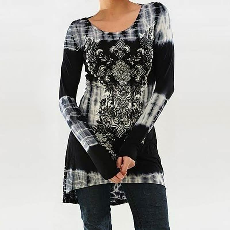Women's Fashion Printing And Dyeing Long Sleeve Dress