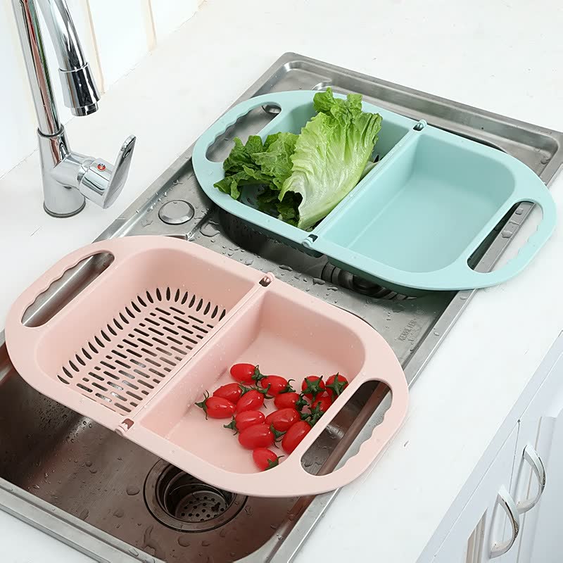Foldable Drain Basket Household Multifunctional Vegetable Sink Can Hang Kitchen Plastic Fruit Vegetable Drain Basin