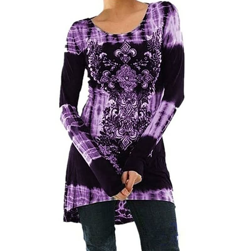 Women's Fashion Printing And Dyeing Long Sleeve Dress