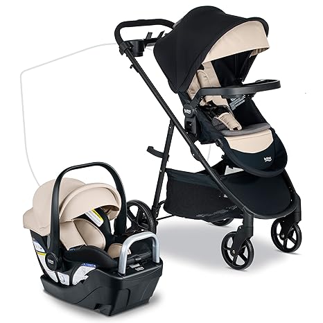 Britax Willow Brook S+ Sistem Perjalanan Bayi, Kursi Mobil Bayi dan Kombinasi Kereta Dorong Bayi dengan Basis Alpine, Teknologi ClickTight, Sisipan dan Kotak SafeWash