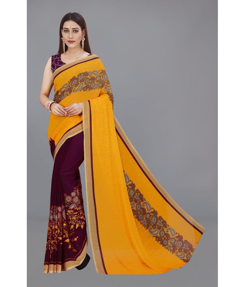 Anand Sarees - Yellow Georgette Saree With Blouse Piece ( Pack of 1 )