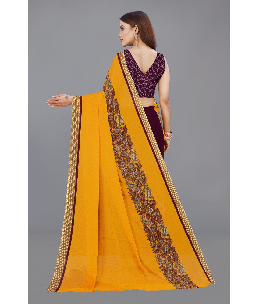 Anand Sarees - Yellow Georgette Saree With Blouse Piece ( Pack of 1 )