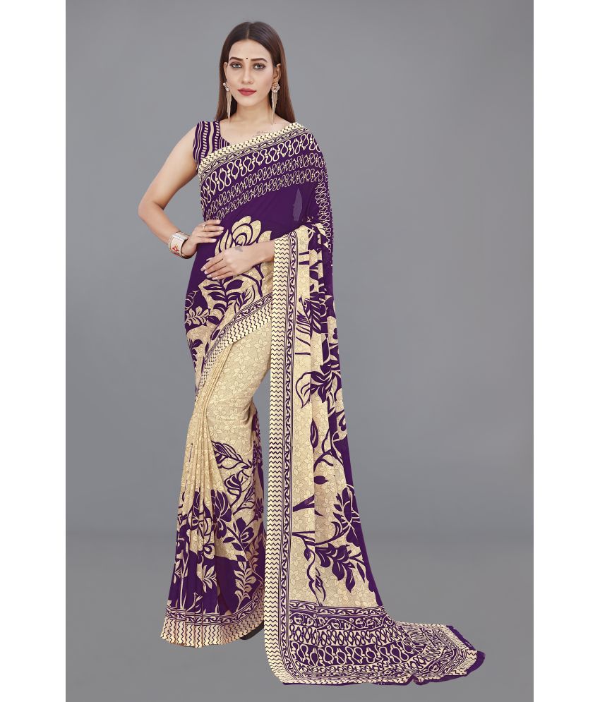Anand Sarees - Purple Georgette Saree With Blouse Piece ( Pack of 1 )